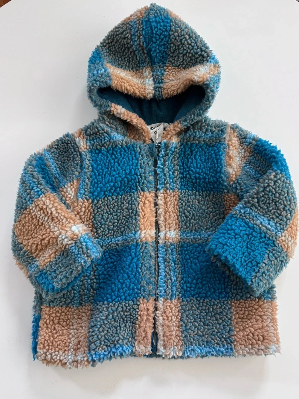 Cotton On Baby Plaid Sherpa Hooded Jacket